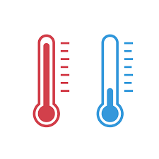 hot and cold thermometer graphic